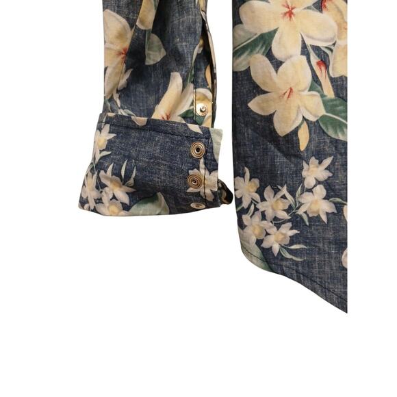 Cowboy Gang Shirt Men's 2XL Blue Pearl Snap Hawaii Floral PLUMERIA Western Boho - Picture 6 of 16